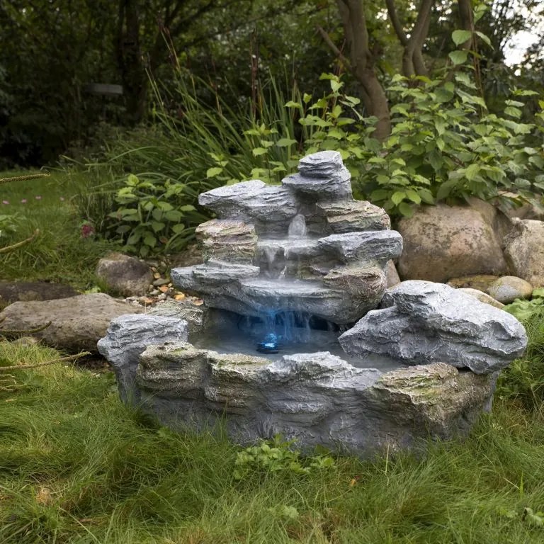 Fântână de grădină cu iluminare 100 x 80 x 60 cm, polirășină