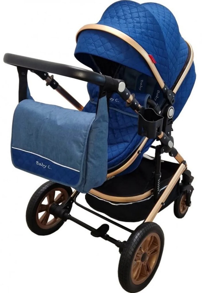 Carucior nou nascuti 3 in 1 Baby Care™ PRO 530, Cu geanta bebe, Cadru Aluminiu , Amortizoare, Roti din cauciuc plin AVE, Landou, Scoica auto, Spatar