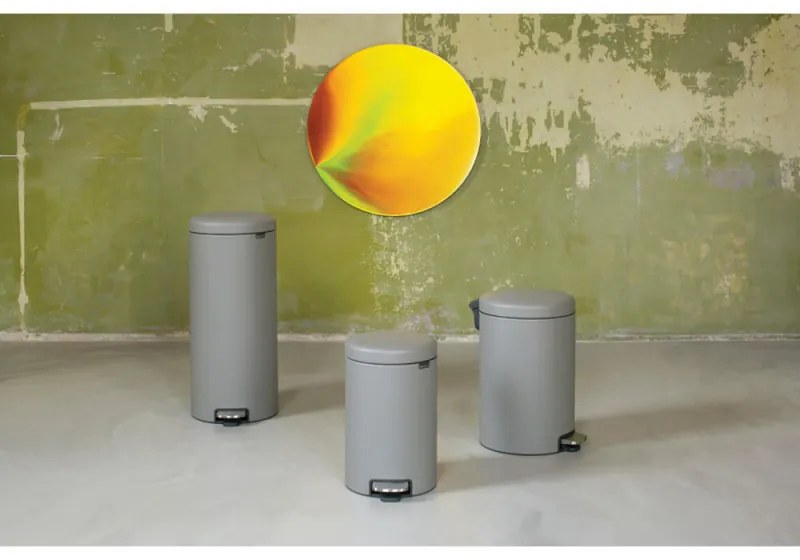 Cos de gunoi cu pedala Brabantia NewIcon 1001091, 20 L, Inchidere lina, Baza antiderapanta, Acoperit cu minerale, Gri