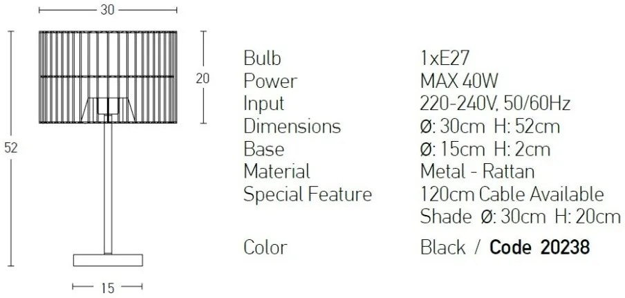 Veioza, lampa de masa design modern Mindi negru