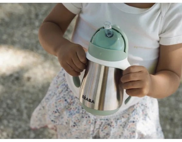 Beaba - Cană termoizolantă cu pai 250 ml, verde