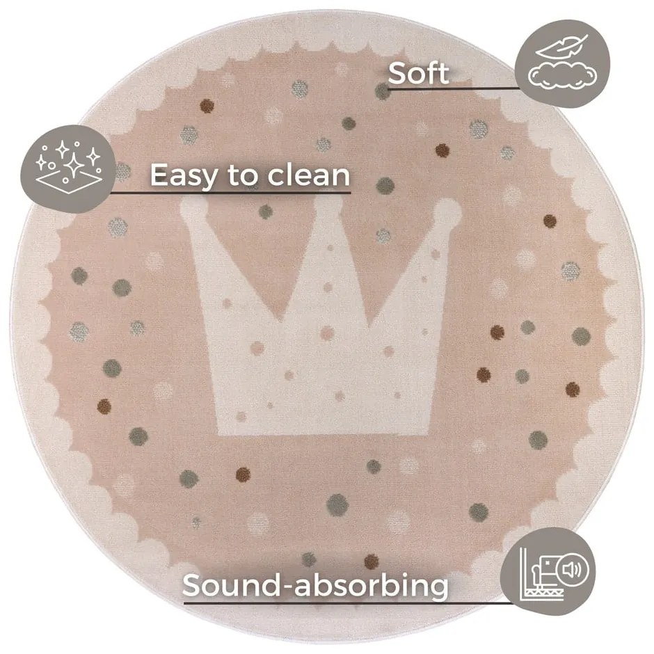 Covor pentru copii bej ø 100 cm Crown – Hanse Home
