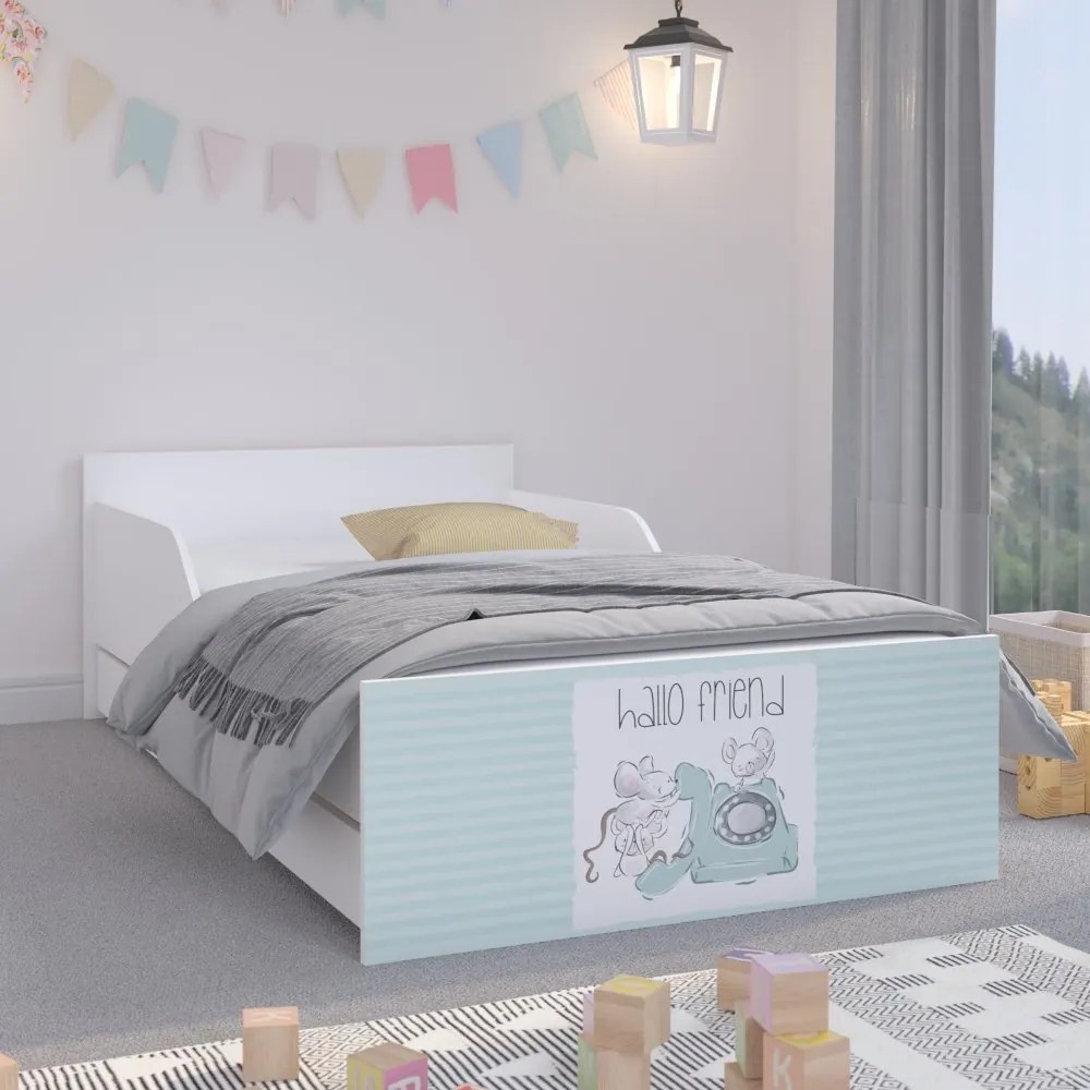 Pătuţ elegant tăblie mentol 180 x 90 cm cu şoareci