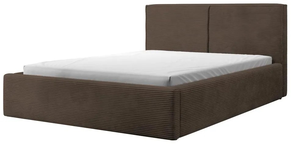 Pat matrimonial 140 cm Fatime (cu somieră) (cu sp. depozitare) (maro închis + negru). 1099185