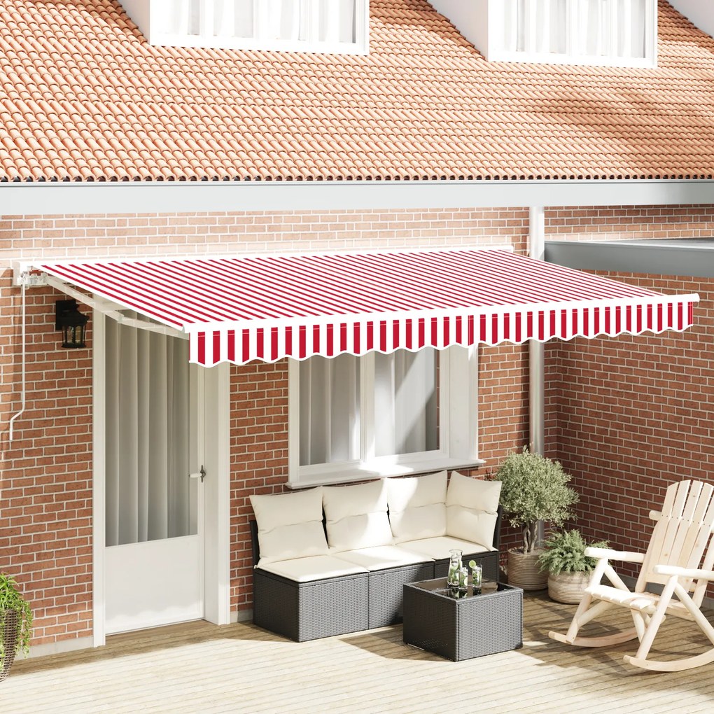 vidaXL Material de înlocuire pentru copertină Roșu și alb 400 x 200 cm