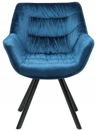 Scaun design retro Dutch Comfort, catifea albastra