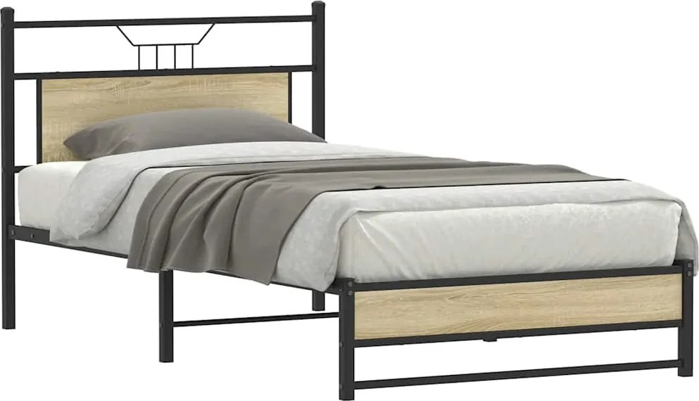 vidaXL Cadru pat fără saltea, stejar sonoma 100x190 cm lemn prelucrat