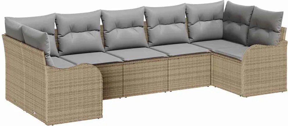 vidaXL Set de canapele pentru grădină 7 pcs bej și gri deschis