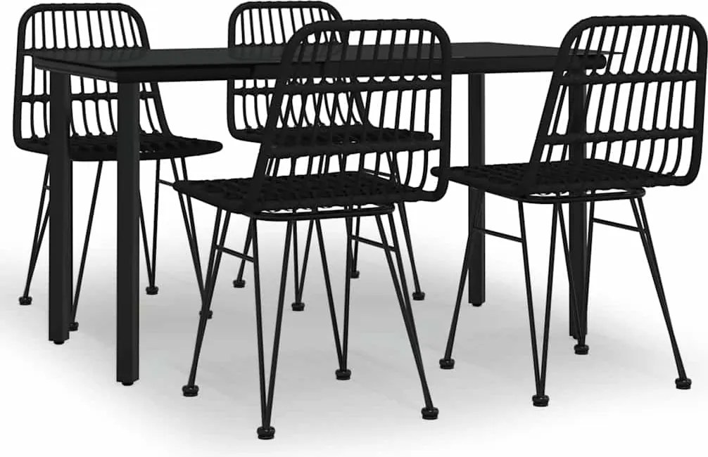 vidaXL Set mobilier de grădină, 5 piese, negru, poliratan