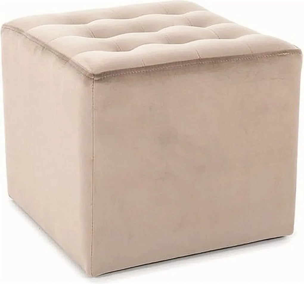 Taburet LORI, stofa catifelata bej - Bluvel 40, 39x39x34 cm