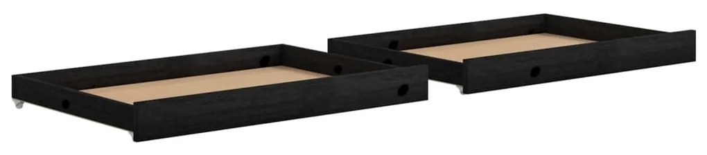806974 vidaXL Sertare pat de zi, 2 buc., negru, lemn masiv de pin