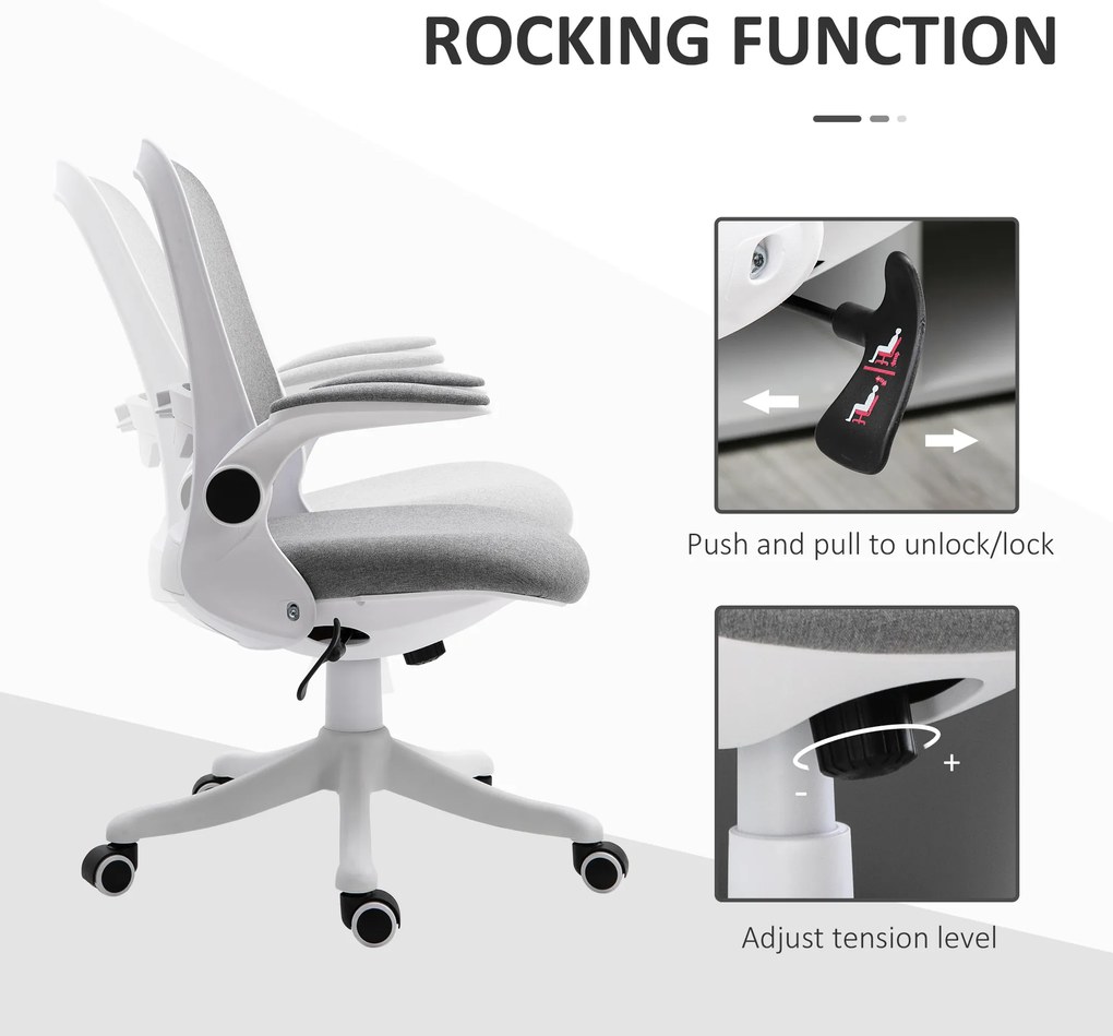 Vinsetto Fotoliu de birou Silla de Escritorio Basculante Altura Ajustable Reposabrazos Elevable 62,5x60x94-104 cm Gris | Aosom Romania
