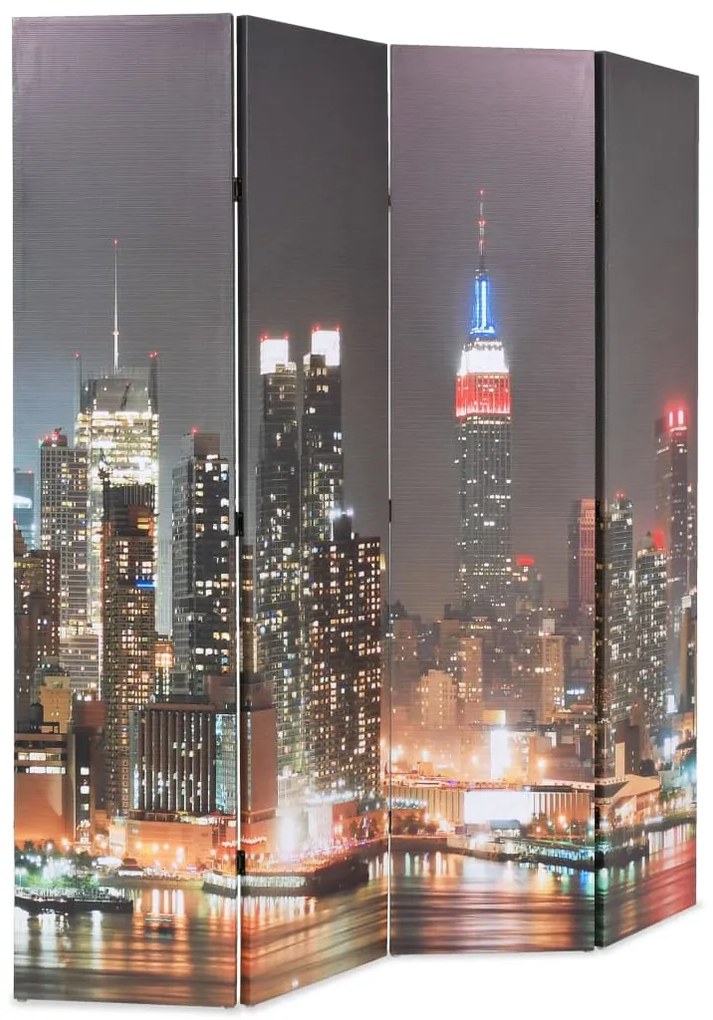 245862 vidaXL Paravan cameră pliabil 160 x 170 cm, New York pe timp de noapte