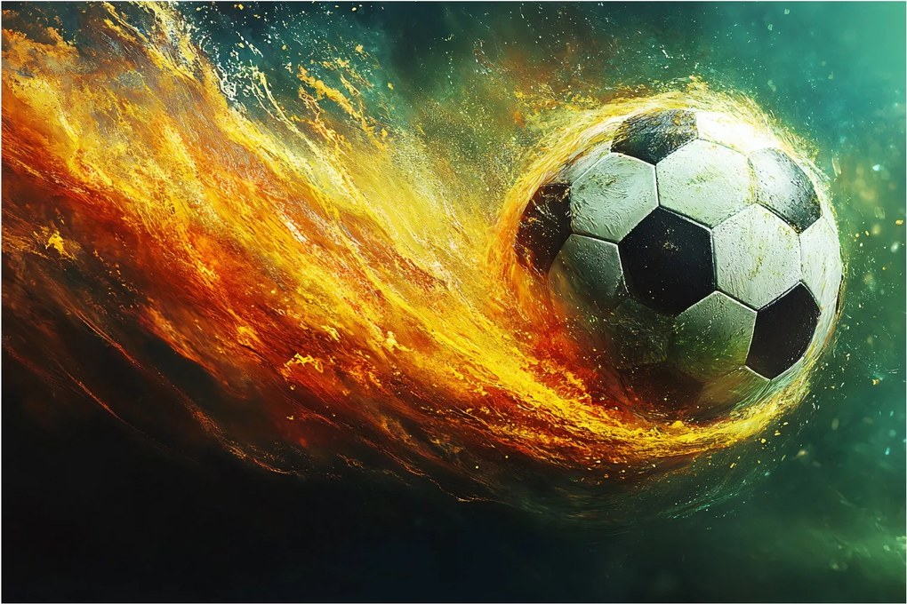 Tablou - Minge de Fotbal în Zbor (90x60 cm)