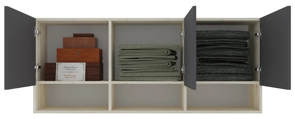 Set dormitor Malmo V13, Pat 200 x 140 cm, Stejar Alb/Antracit