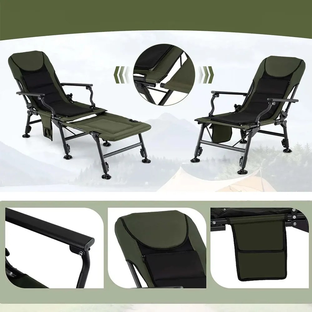 Scaun de pescuit mare cu suport pentru picioare