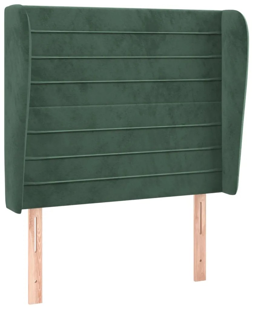 Tablie pat cu aripioare verde inchis 103x23x118 128 cm catifea 1, Verde inchis, 103 x 23 x 118 128 cm