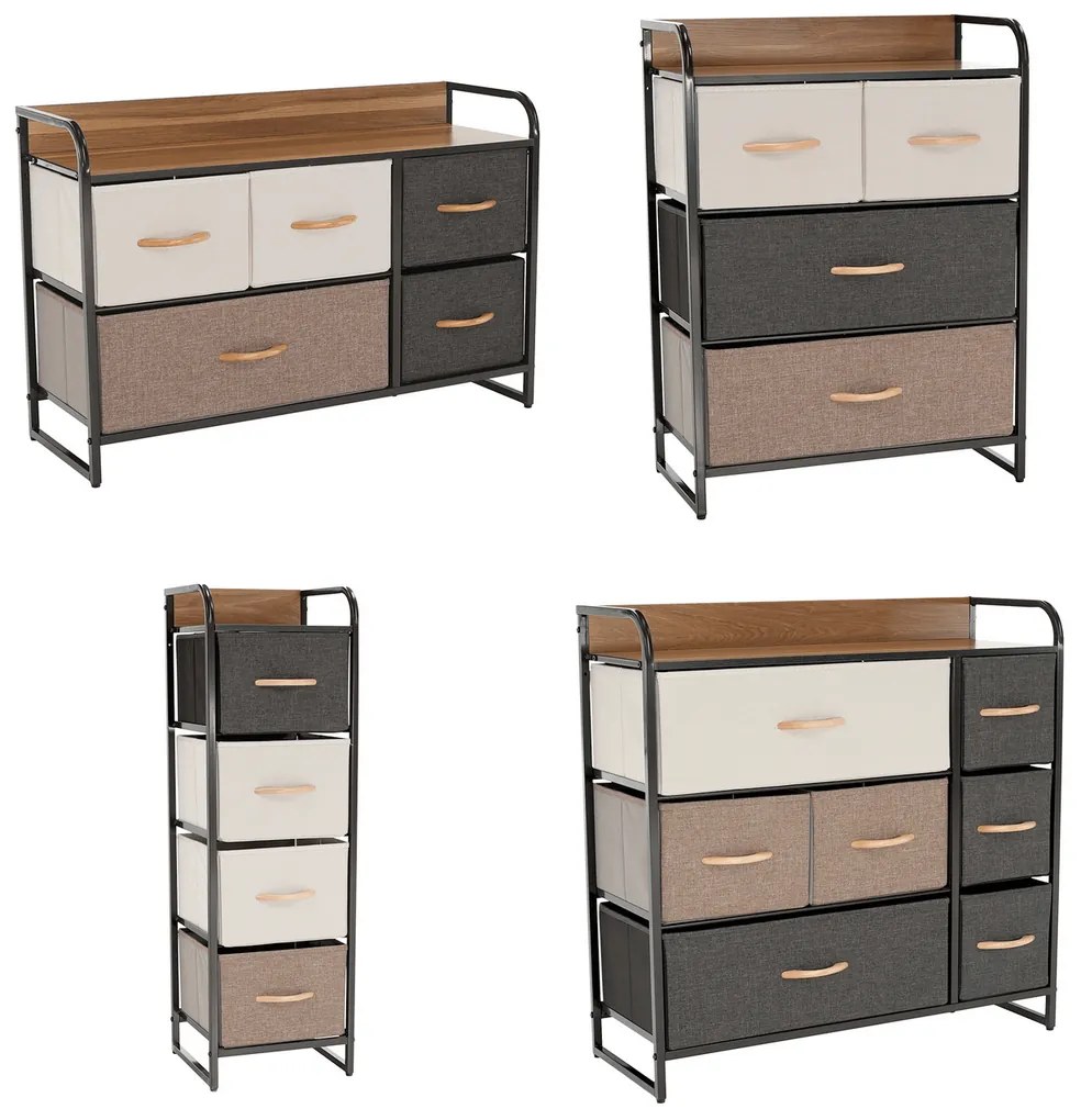 Comodă cu sertare din material textil HAZEL TIP 3,maro, XL