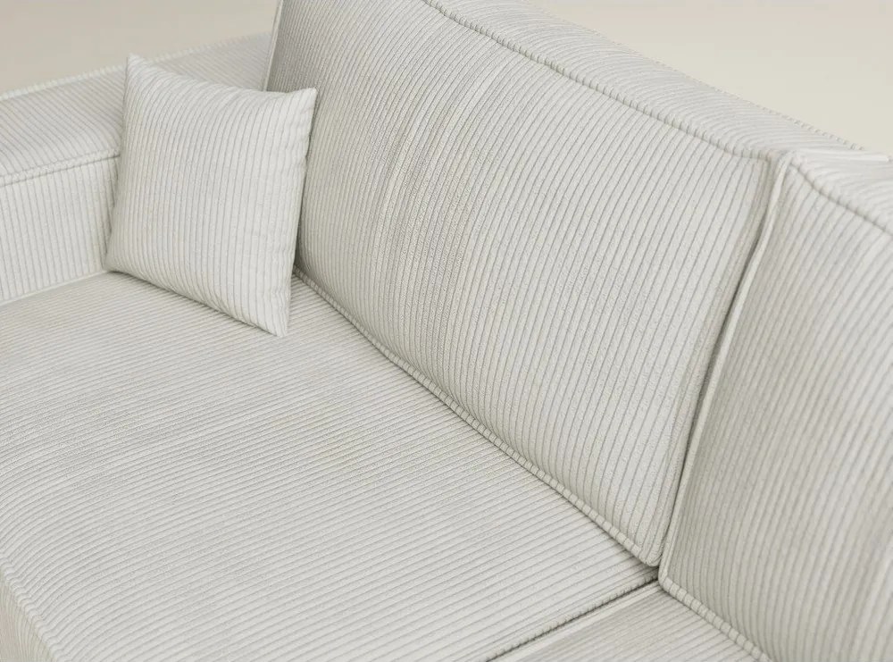 Colțar crem extensibil/cu spațiu de depozitare cu tapițerie din catifea reiată (cu colț pe partea dreaptă/în formă de ”L”) Tonga – Maison de Rêve