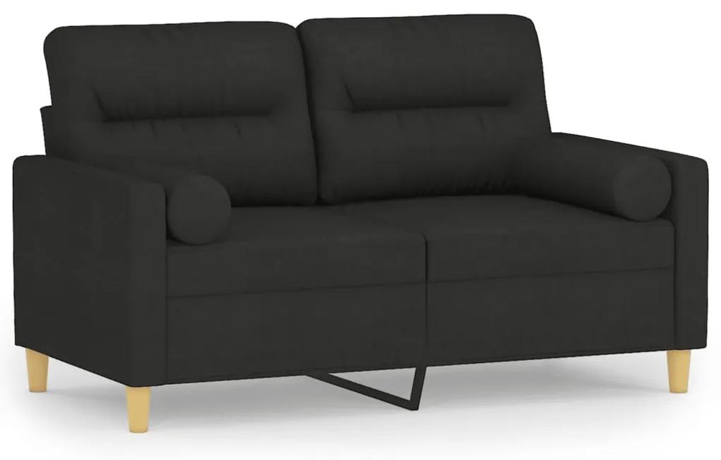 3200817 vidaXL Canapea cu 2 locuri cu pernuțe, negru, 120 cm, textil