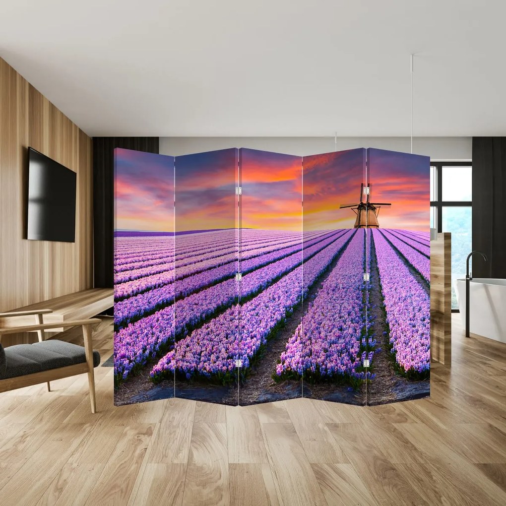 Paravan - Ferma cu flori (210x170 cm)
