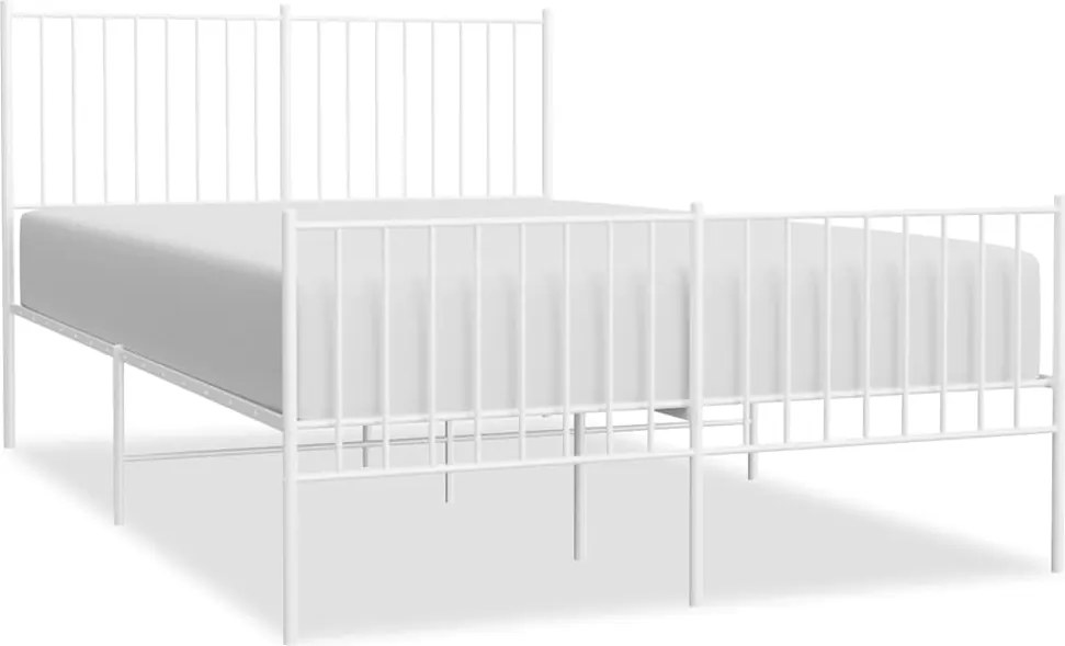 vidaXL Cadru de pat metalic cu tăblie, alb, 140x200 cm