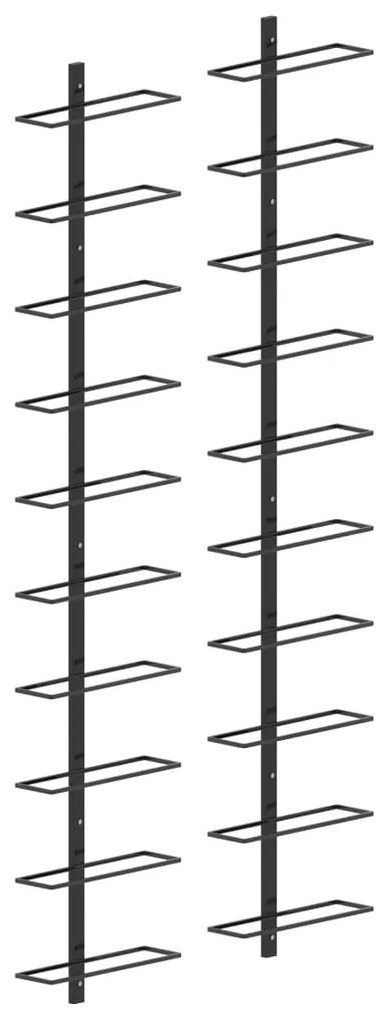 vidaXL Suporturi sticle de vin de perete 20 sticle 2 buc. negru metal