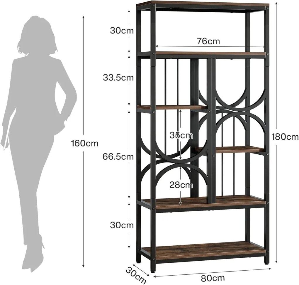 RAI53 - Rafturi, etajera 80 cm, pentru birou, biblioteca living, hol, dormitor, bucatarie, camera copii, stil industrial - Maro