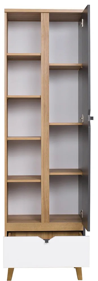 Dulap cu rafturi Mimone R1D1SZ (Stejar auriu + Alb mat + grafit). 1051780