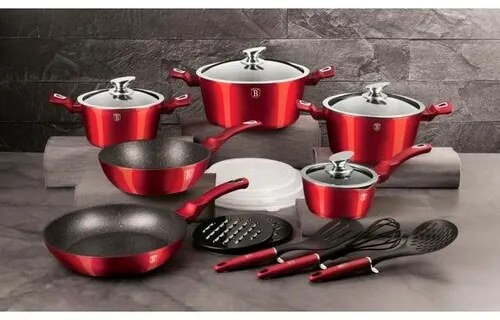 Set de oale de gătit Berlinger Haus 18 piese Burgundy Metallic Line