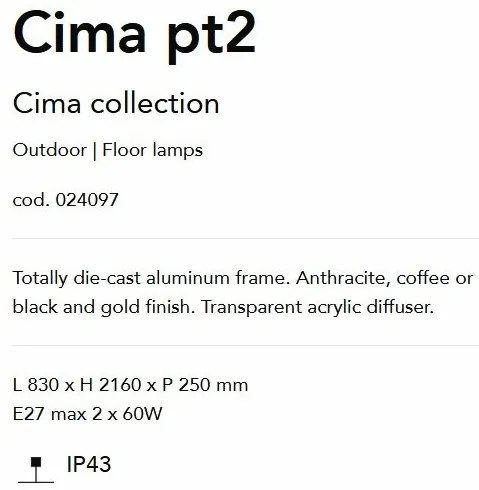 Stalp de exterior cu protectie IP44 CIMA PT2 NERO