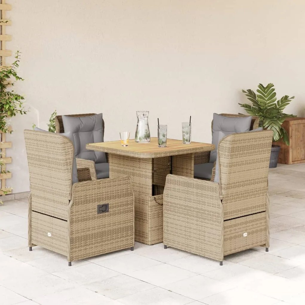 3262772 vidaXL Set mobilier de grădină cu perne, 5 piese, bej, poliratan