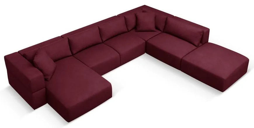 Colțar burgundy (cu colț pe partea dreaptă/în formă de "U") Esther – Milo Casa