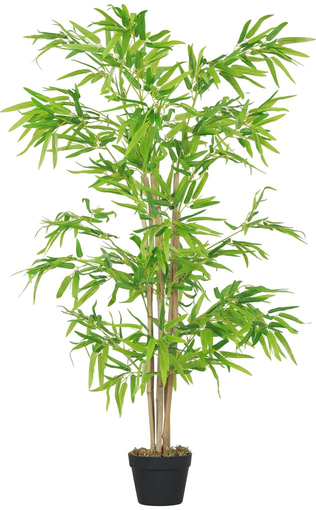 Outsunny Bambus artificial 1,20 înălțime m realist de Bambus cu Tulpini Reale - Ghiveci inclus Negru Verde | Aosom Romania