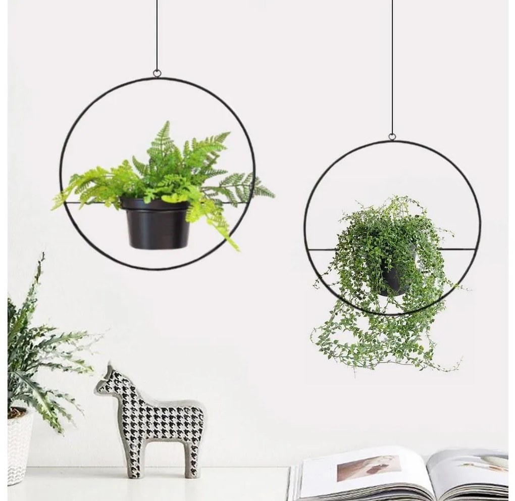 SET 2x suport suspendat pentru ghiveci de flori 25cm/30cm metal