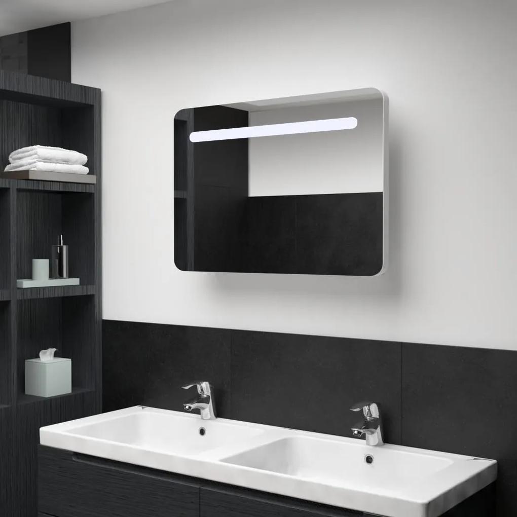 285120 vidaXL Dulap de baie cu oglindă și LED, 80 x 11 x 55 cm