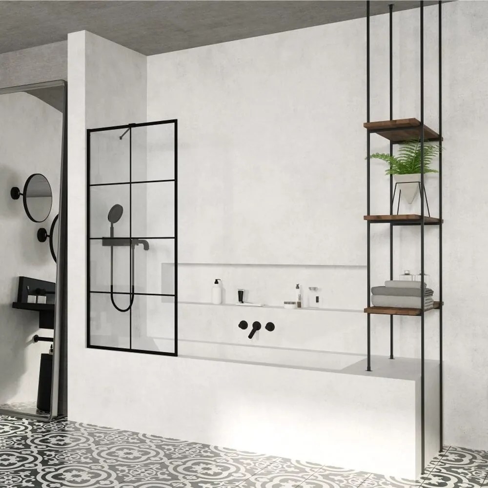 Paravan de cada Radaway Modo New PNJ II Factory negru mat-transparent 70x150 cm sticla 8 mm