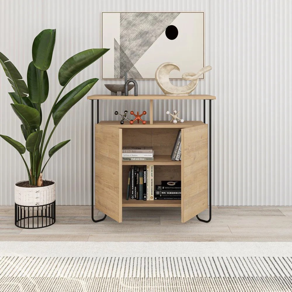 Dulap în culoare naturală cu aspect de lemn de stejar 80x80 cm Dilly – Marckeric