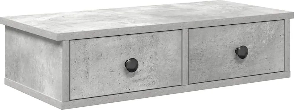 vidaXL Raft de perete cu sertare Gri beton 60x28x15 cm Lemn prelucrat
