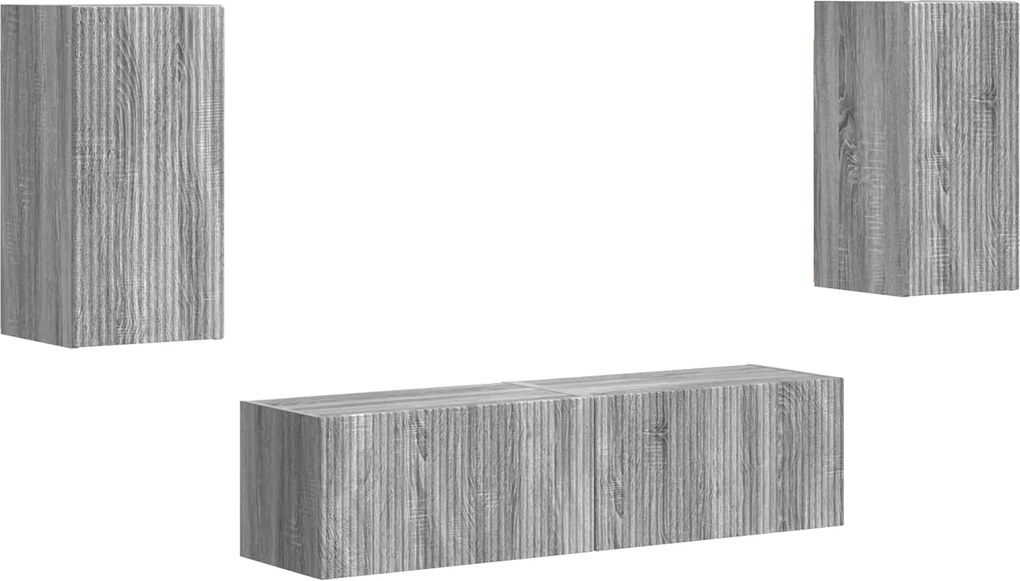 vidaXL Set comodă TV 4 pcs Gri Sonoma Lemn compozit