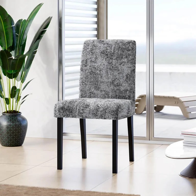 Huse bielastice MARMO gri scaun cu spatar 2 buc (45 x 45 x 50 cm)