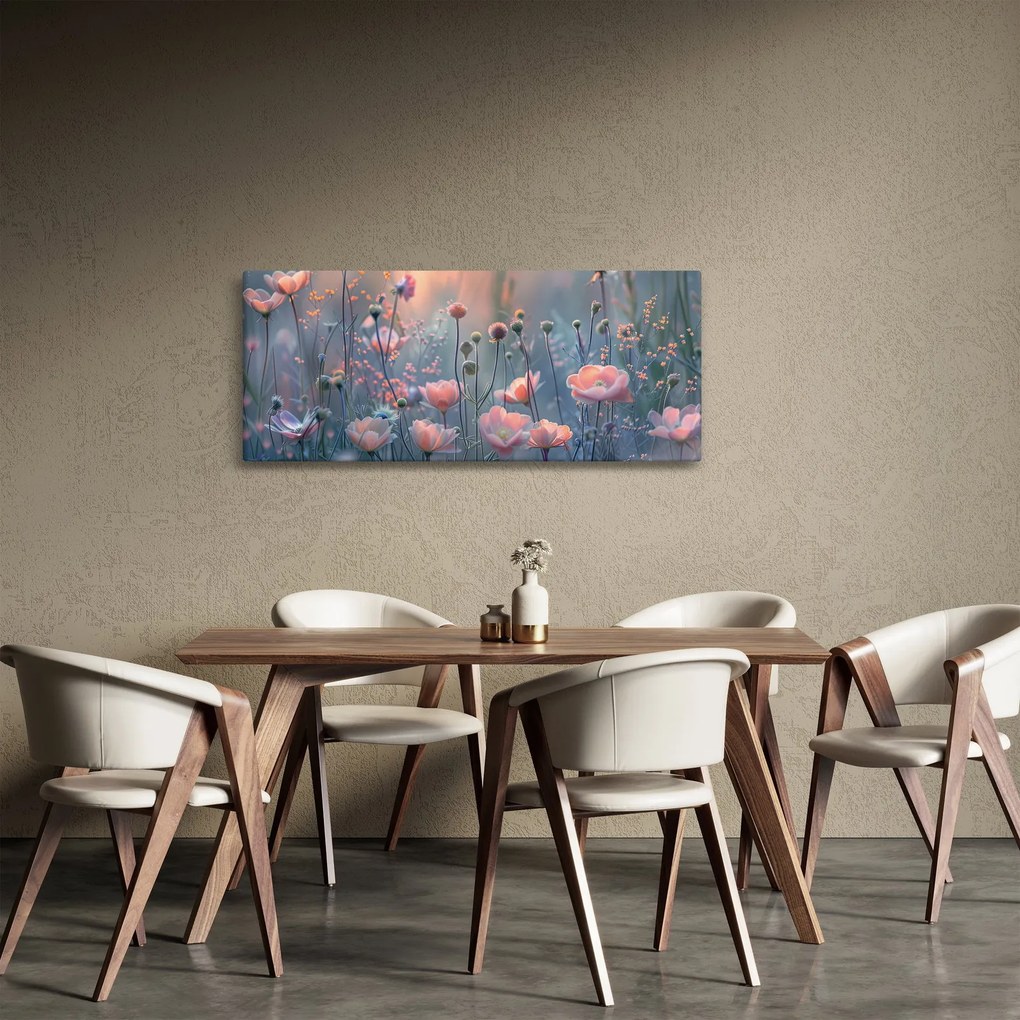 Tablou - Flori în culori pastelate (120x50 cm)
