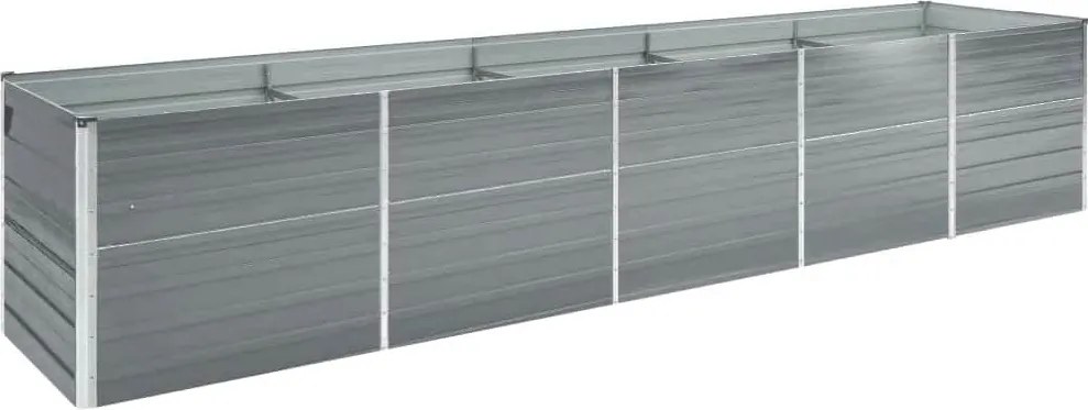 vidaXL Strat înălțat de grădină, gri, 400x80x45 cm, oțel galvanizat