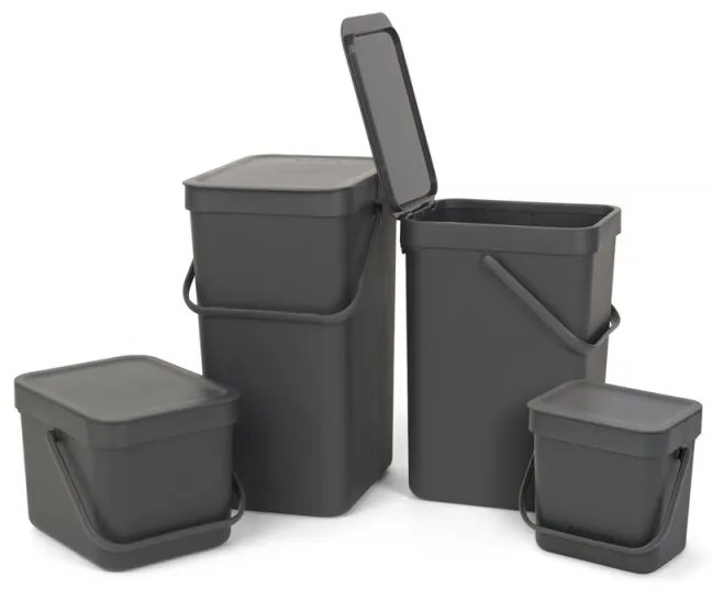 Cos de colectare selectiva Brabantia Sort&Go 647670, 12 L, Maner, Montabil pe perete, Gri inchis