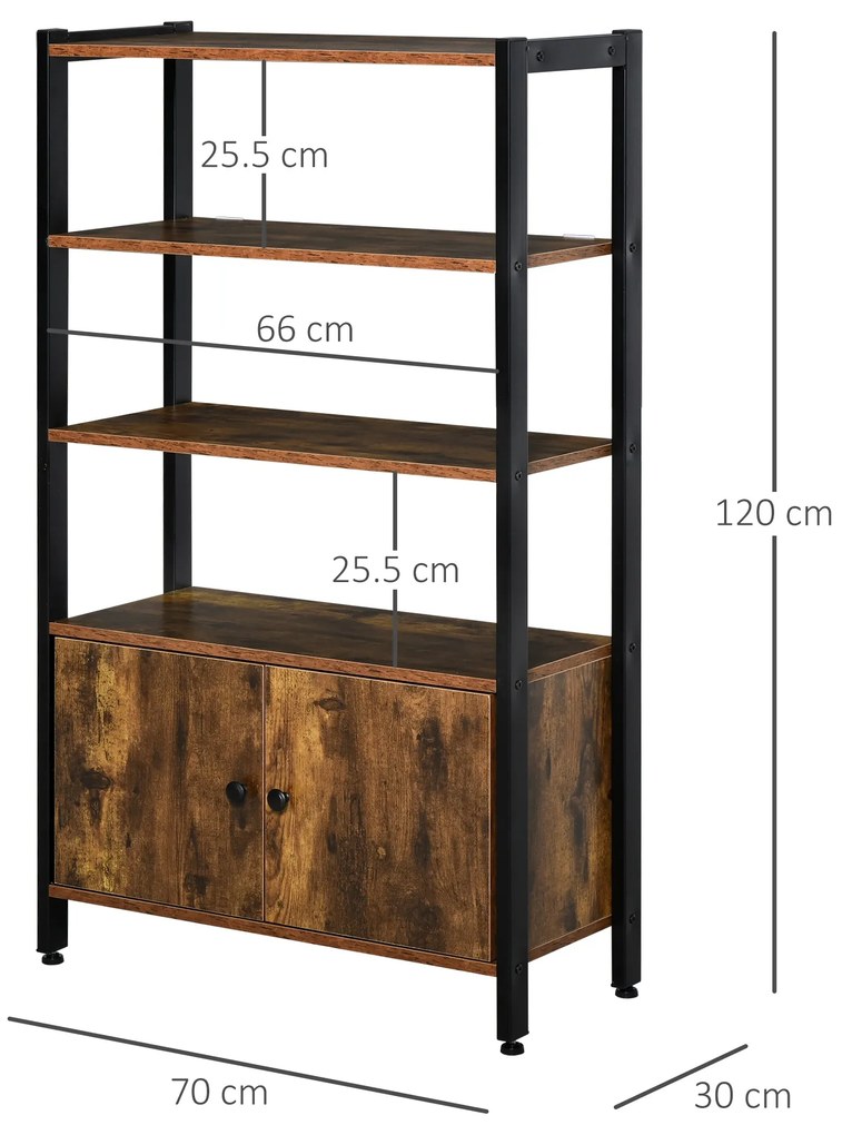 Biblioteca Moderna HOMCOM Stil industrial 3 Rafturi si Dulap, Casa si Birou | Aosom RO