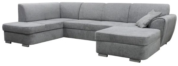 Canapea colțar extensibilă în U SERPA, cu spațiu de depozitare, stânga, gri