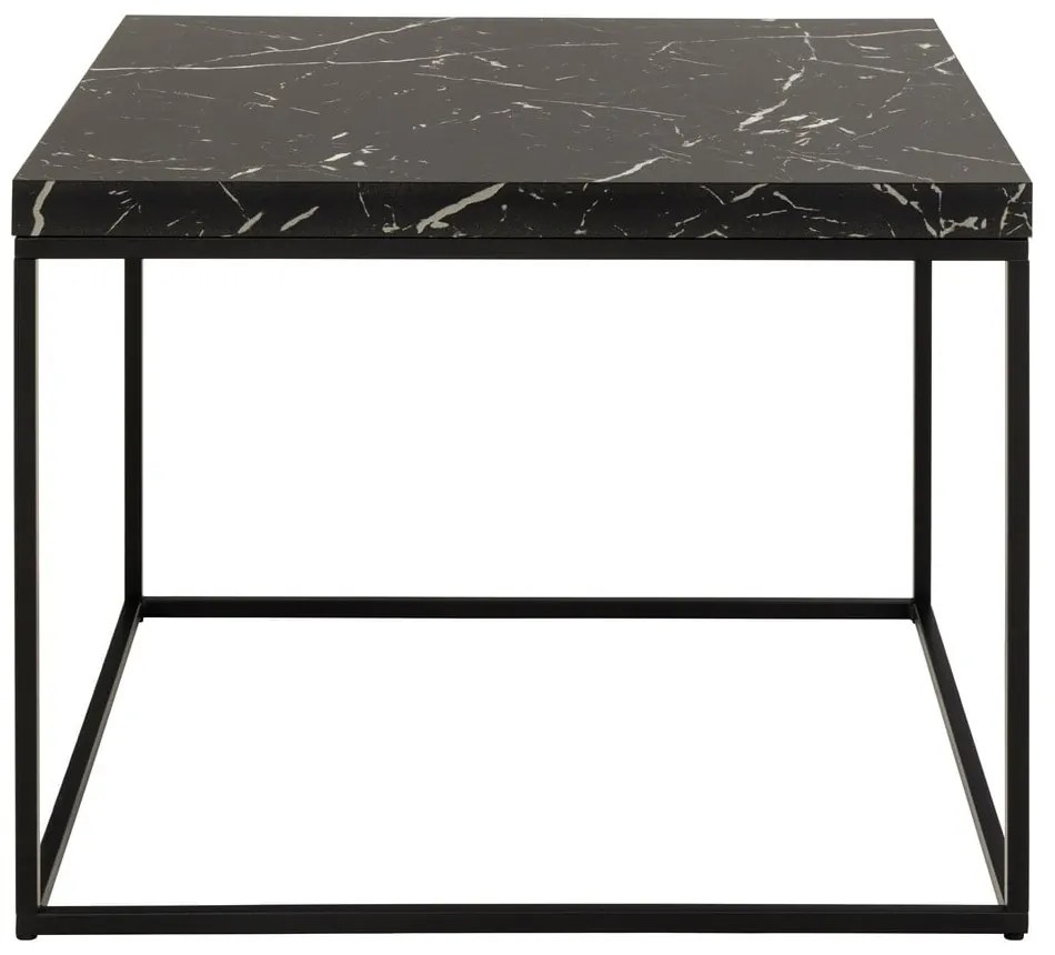 Măsuță de cafea neagră cu blat cu aspect de marmură 60x60 cm Barossa – Actona