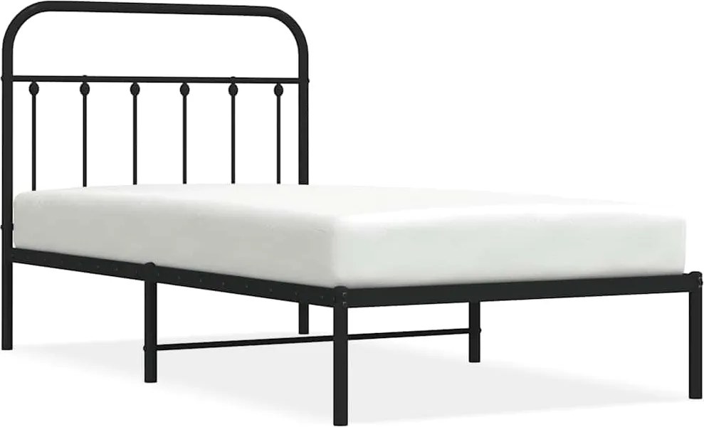 vidaXL Cadru de pat metalic cu tăblie, negru, 100x190 cm