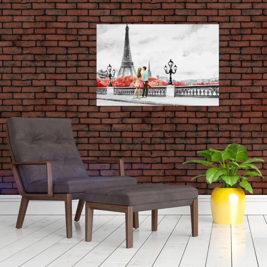 Tablou îndrăgostiții în Paris (90x60 cm)
