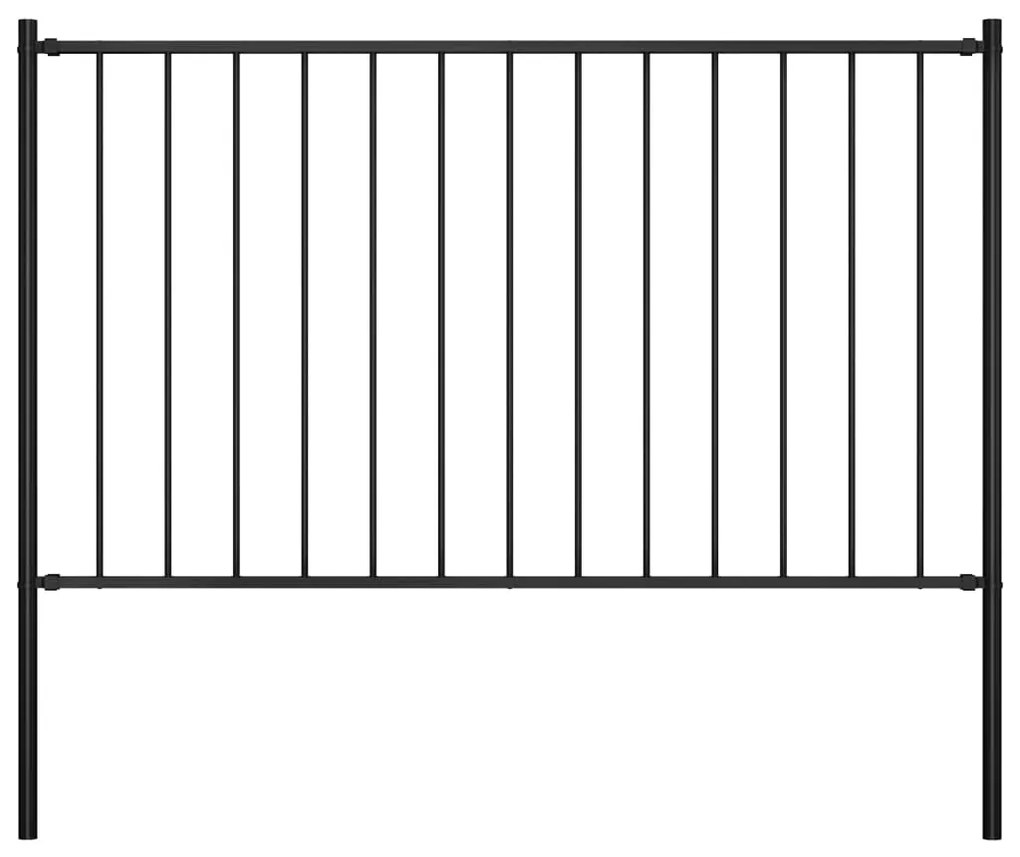 vidaXL Panou de gard cu stâlpi, negru, 1,7 x 1,25 m, oțel